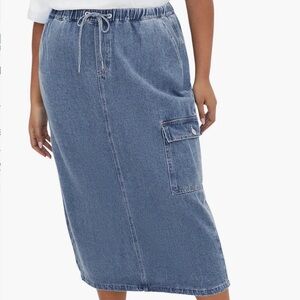 City Chic Blue A-Line Denim Skirt